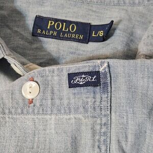 Polo Ralph Lauren Men's Large Blue Denim L Denim Shirt RARE Vintage 90s